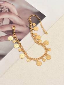 Gelang Kaki Wanita dengan Lonceng Antik - Yellow Gold - View 7