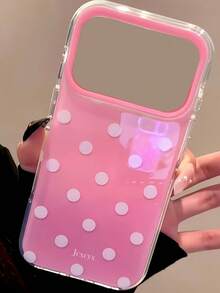 Fashionable Premium Style Chic Rose Pink Polka Dot Pattern Double-Layer Phone Case Compatible With IPhone 17 Pro Max 17 Pro 16 15 14 13 Pro Max 14 15 16 Plus 13 15 17 16 Beauty Shell Full Coverage Anti-Drop Protective Cover - Pink - View 1