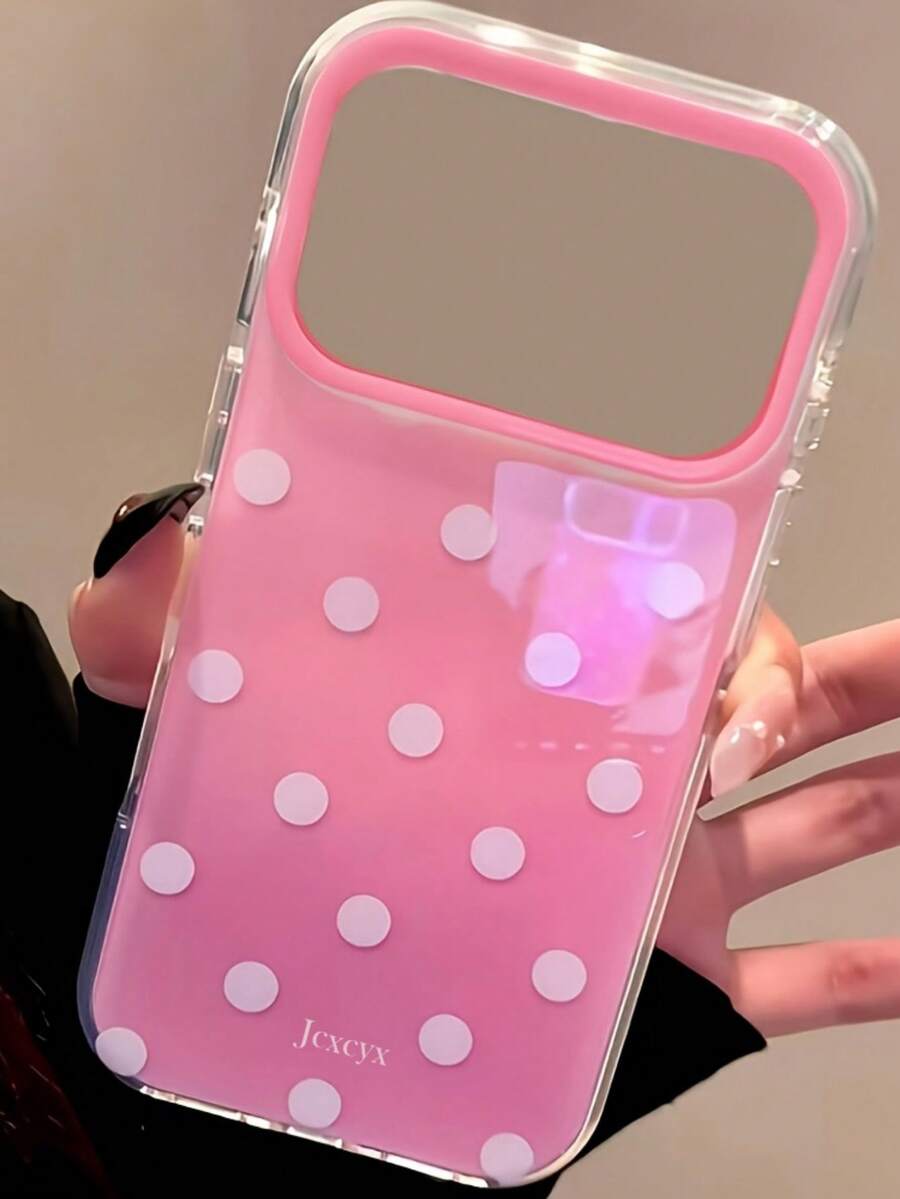 Fashionable Premium Style Chic Rose Pink Polka Dot Pattern Double-Layer Phone Case Compatible With IPhone 17 Pro Max 17 Pro 16 15 14 13 Pro Max 14 15 16 Plus 13 15 17 16 Beauty Shell Full Coverage Anti-Drop Protective Cover - Pink - View 1