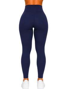 Black/Blue Flannel Leggings - Comfort And Style - 藍色 - 查看 3