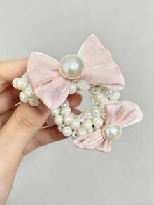 2pcs Pearl Bow Hair Ties, High Elasticity Rubber Bands For Bun And Ponytail, Girls Hair Accessories For Daily Wear (Cardboard Only For Display) - Butterfly Hair Tie - View 7
