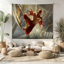 1pcs M Arvel Superhero Series S Pider-Man Theme Tapestry, Superhero Patter Wall Hanging Fabric Poster Cool Comic Art Background Blanket, Modern Home Fashion Decor, For Living Room Bedroom College Dorm Game Room Home Decor Fans Gift - Multicolor - View 2