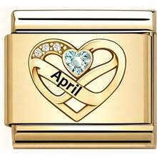 Pulsera de encanto italiana con patrón de corazón mensual para hacer joyas - Dorado - Ver 23