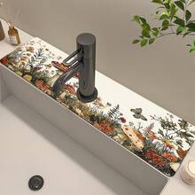 1 pieza Protector de salpicaduras de grifo de goma con diseño floral, almohadilla de salpicaduras para grifo de baño, protector de lodo, almohadilla de grifo a prueba de humedad y antideslizante, accesorio para encimera de cocina. Protege tu encimera de cocina. - Multicolor - Ver 2