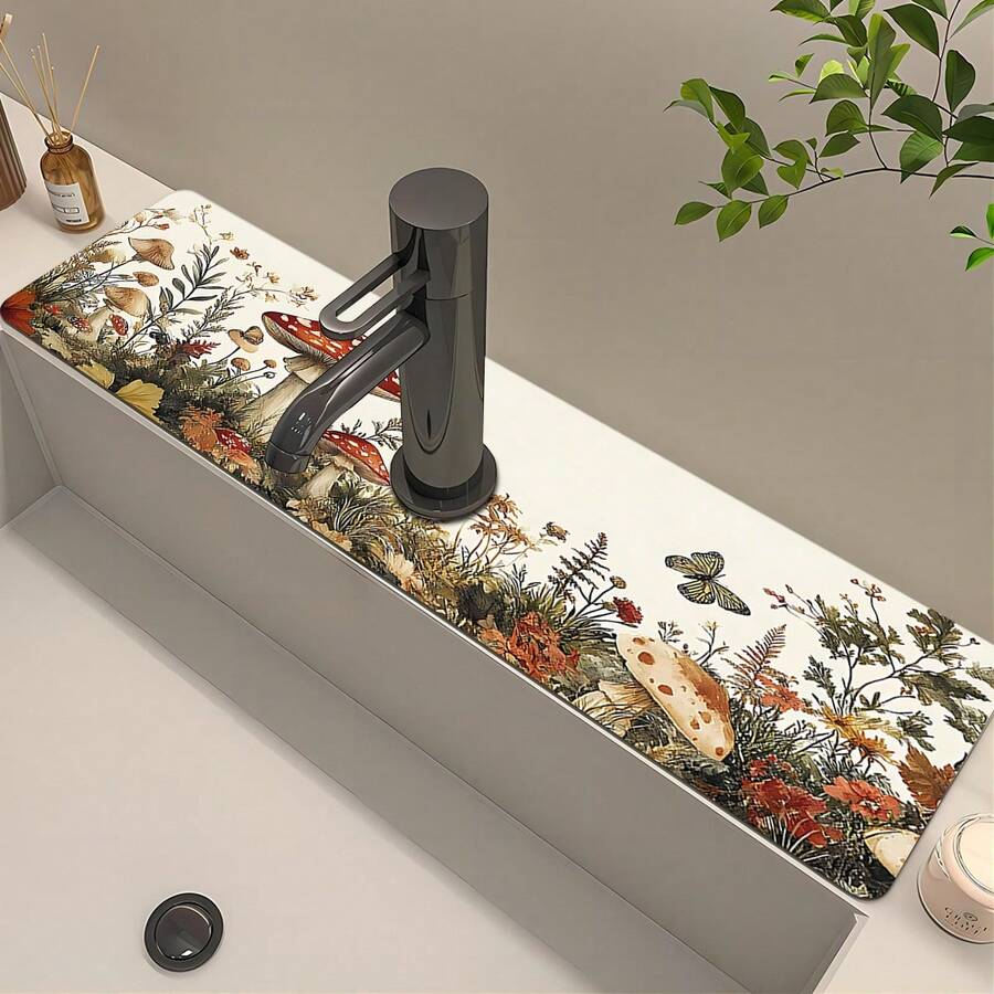 1 pieza Protector de salpicaduras de grifo de goma con diseño floral, almohadilla de salpicaduras para grifo de baño, protector de lodo, almohadilla de grifo a prueba de humedad y antideslizante, accesorio para encimera de cocina. Protege tu encimera de cocina.