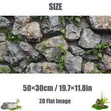 Piedra con musgo verde, pintura de fondo para acuario, pegatina de fondo para acuario, pegatina de fondo para terrario de reptiles, autoadhesiva por delante, decoración de paisaje para acuario, adorno para acuario - A - Ver 18