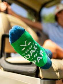1 Pair Navy Green Argyle Mid-Calf Socks, Golf Retro Style Breathable Durable Unisex Socks - Multicolor - View 6
