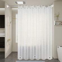 1pc Transparent Cat Eye Shower Curtain With Magnetic Bottom, Anti-Drift, Bathroom Dry And Wet Separation Partition Shower Curtain - Clear - View 3