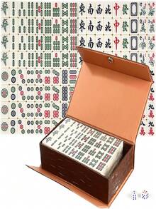 Mini Mahjong Travel Set, 144pcs Portable Chinese Classic Board Game, Adult Mahjong Set With Storage Box, Gift For Family And Friends - A - View 2