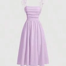 yonghongmaoyi1  MOD Vestido midi con volantes bordados en rosa - Lila Púrpura - Ver 1