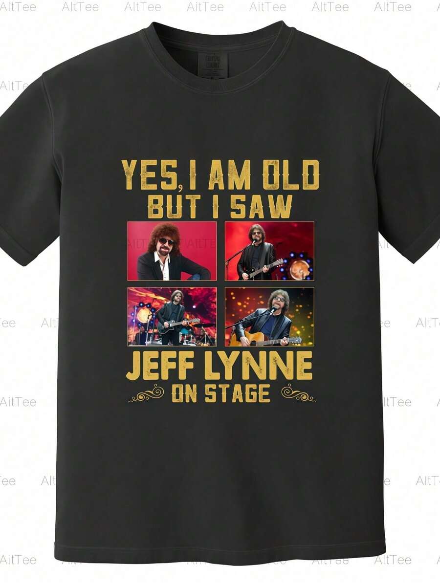 I Saw Jeff Lynne On Stage. ELO Musician, Producer, Rock Concert Fan. Electric Comfort Color T-Shirt, Unisex Up To 4XL, Retro Loose-Fit T-Shirt. - 後七 - 查看 1