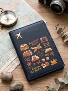 1pc Cute Cartoon Pattern PU Passport Cover, Suitable For Travel Document Storage, Birthday Gift, Holiday Gift Or Anniversary Surprise For Friends, Colleagues And Family, Portable Foldable Design Passport Holder, Ideal Gift For Travelers, Essential For Business Trips And Cruises, Travel Must-Have For Passport Holders, Travel Accessory Passport Sleeve, Yellow, Black, Blue, Pink, Red, White, 6 Colors Available - Multicolor - View 8