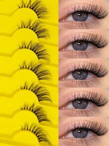 Sibeuna 7 Pairs Half-Eye Style Transparent Stem Natural Look False Eyelashes, Winged Style Transparent Stem Reusable Eyelashes, Outer Corner Eyelashes - Cat Eye Lashes - View 7