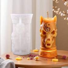 Vela de Aromaterapia con Relieve de Calavera de Animal Diablo, Decoración de Estilo Gótico Oscuro para Halloween - Esqueleto de demonio animal - Ver 2