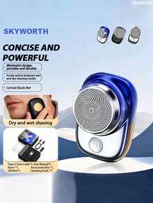 SKYWORTH Máy cạo râu điện mini USB, dao cạo cầm tay mạnh mẽ cho nam nữ, sạc USB-C, chống nước IPX7 dùng khô và ướt, kích thước bỏ túi nhẹ cho du lịch văn phòng công tác - Nhiều màu - Xem 2