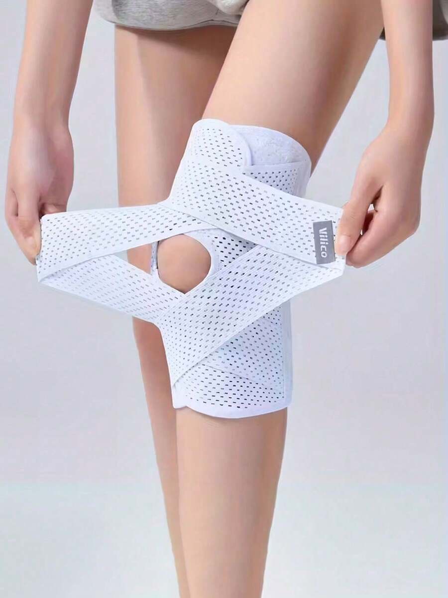 Vilico 1pc Breathable Sports Knee Sleeve, Compression Elastic Knit Knee Support Sleeve, Unisex, Suitable For Gym, Outdoor Activities, Fitness Training, Dance, Ice Skating, Running, Cycling, Yoga Sports Equipment Accessory
