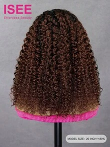 ISEE Hair Wear Go Half Wig Water Wave Flexible Fit 3 In 1 Half Wig With Drawstring Reddish Brown Ombre Color Wear Go Glueless Human Hair Wig 180% Density 14-16 Bob 18-28 Regular Inch Daily Use For Women - SNATURAL/33 - View 5