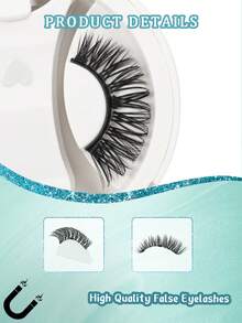 1 Pair Russian Strip Magnetic False Eyelashes , Soft Magnetic Eyelashes, Natural DCurl False Eyelashes, No Glue Needed, Very Soft, Suitable For Beginners, Reusable, Eyelashes - Black - View 3