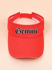 1PC Exclusive Constellation Red Visor Cap, Women Personalized Logo Sun Hat, Breathable & Comfortable, For Daily Wear/Outdoor Light Trips - Red - View 9