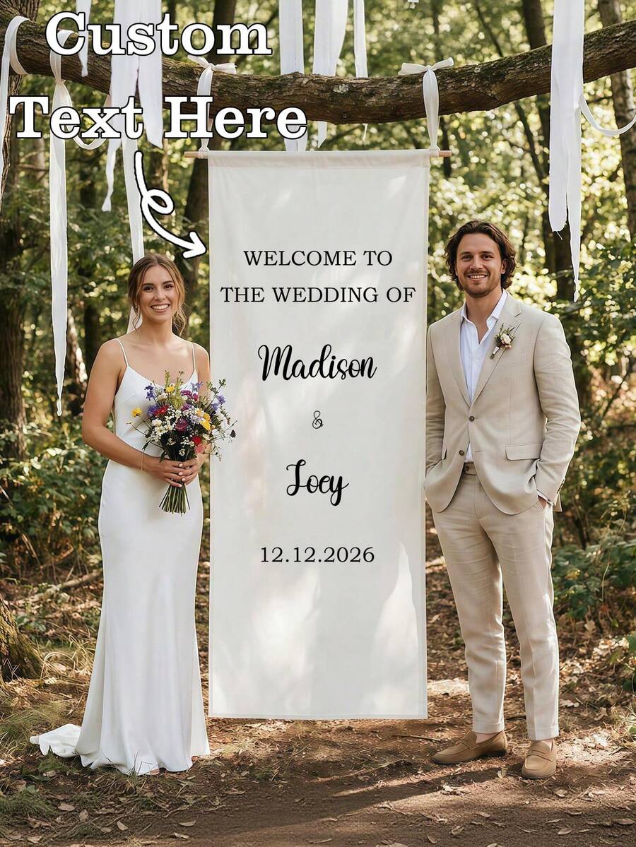 客製化婚禮歡迎牌，個性化姓名婚禮牌，婚禮布製歡迎牌，現代婚禮歡迎橫幅，客製化布製婚禮橫幅，波希米亞風格婚禮，新娘派對牌，極簡歡迎牌，布製歡迎牌，婚禮裝飾，客製化布製婚禮牌，個性化派對裝飾，布製牌，婚禮歡迎牌