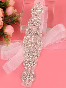 1PC Handmade Rhinestone Studded Bridal Belt, Luxury Crystal Wedding Dress Waistband For Brides And Bridesmaids - Clear - View 5