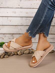 Sexy Polyester (Polyester) Vacation Sandals, Lightweight Summer Vacation - Light Khaki - View 5