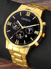 3pcs Men's Casual Luxury Business Quartz Watch Set - Fashionable Round Dial, Date Function, Alloy Case And Stainless Steel Strap - Perfect Holiday Gift For Men - Multicolor - View 3