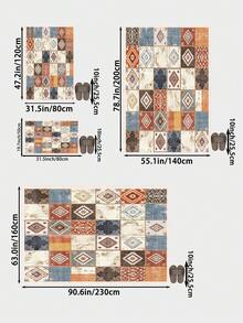 1 pieza Alfombra de sala de estar con patchwork multicolor, adecuada para cocina, comedor, dormitorio, decoración de habitación festiva, interior/exterior, oficina, vestíbulo, felpudo antideslizante, alfombra de baño, pasillo, área de estudio y juegos - Multicolor - Ver 5