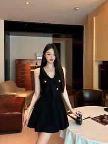 Women Midi Dresses - Black - View 5