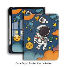 太空人火箭行星圖案 1件裝翻蓋式桌面平板保護殼，附筆槽，相容 Honor 8/9/10/X8/X8A/X9/X8Pro/X9Pro/X9A/Matepad Pro/Matepad SE 11/Matepad 11/、Apple 10th Gen/11 2025 (A16) 與 A9 及其他熱門機型 - 彩色 - 查看 4