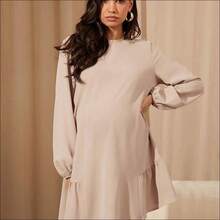 MaterniWear Vestido holgado de manga larga caqui informal para mujer, vestido corto para otoño/invierno, para oficina/trabajo/graduación/maestras, vestido de maternidad - Rosa - Ver 6