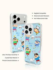 Miniso 可愛搞怪蠟筆小新手機殼，具備無線充電與磁吸功能。此系列手機殼輕巧、防滑且耐用，適合卡通與動漫風格，適用於夏季 iPhone 17 17Air 17pro 17promax 11 12 13 15 16pro 16promax 14Plus 15Plus 16Plus 15pro 16promaxXR，適合送給家人和朋友的節日禮物 - 無色 - 查看 7