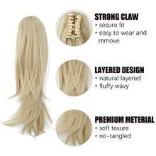 Women's Clip-In Ponytail Hair Extension 18 Inch Synthetic Fiber Natural Wavy Ponytail Hair Piece Blonde Brown Black - Multicolor - View 6