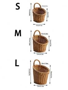 1pc/3pcs (S+M+L) Boho Faux Rattan Storage Basket Set, Durable Easy-Clean Woven Kitchen Organizer For Utensils, Tableware, Decor & Plants - Brown - View 5