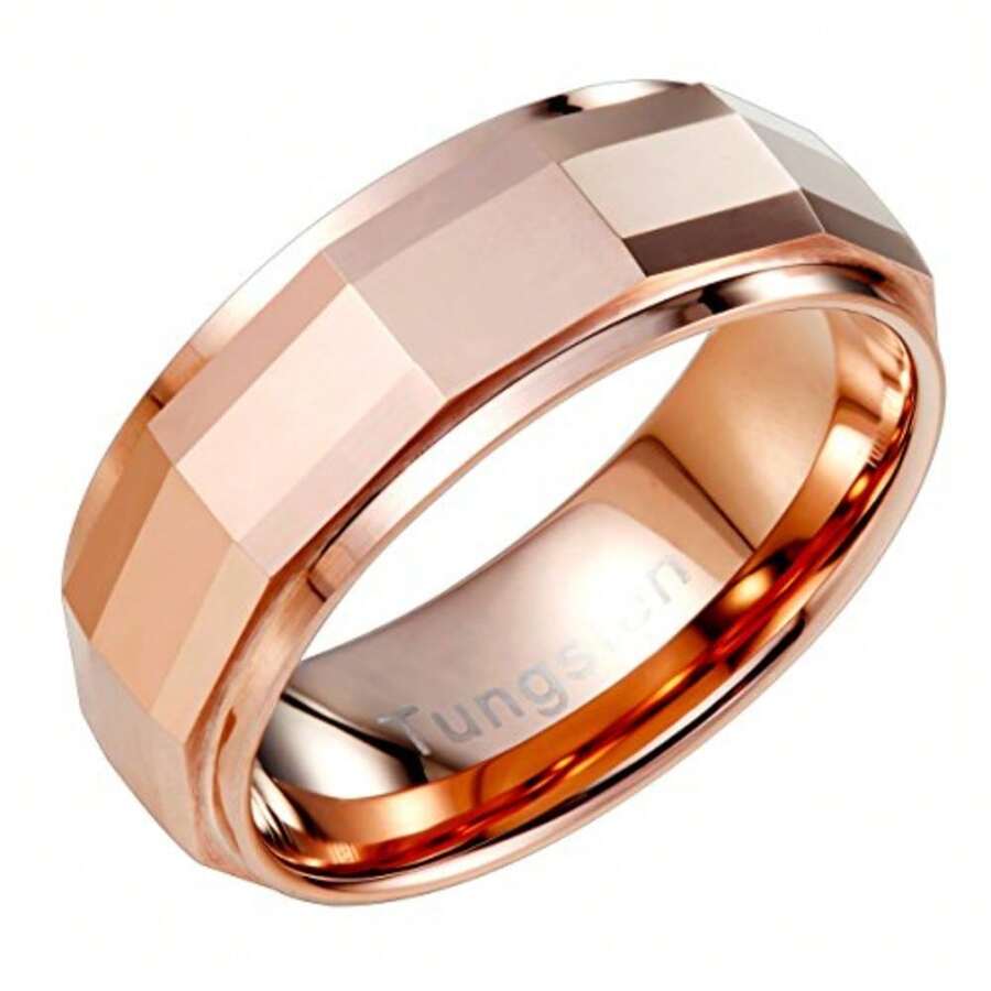 URBAN JEWELRY Elegante anillo de tungsteno sólido matriz de metal bronce anillo de boda compromiso 8 mm banda para hombres - 9 - Ver 1