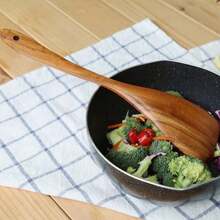 AIUHI Juego de 6 piezas de utensilios de cocina de madera, cucharas de cocina de madera, juego de utensilios de cocina de madera, espátula antiadherente - Marrón - Ver 4