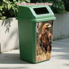 1 pieza Pegatina de Águila Posada en Roca para Cubo de Basura | Calcomanía Autoadhesiva de Pared de 14.57X32.28 Pulgadas, Adecuada para Cubos de Basura de Plástico, Decoración de Cocina, Estilo Rústico, Mate - A - Ver 5
