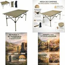 Mesa Plegable Camping Enrollable 120 * 56cm Plegable Playa De Portátil Mesa De Camping Plegable Pequeña Adecuado para Exteriores Playa Picnic Barbacoa Pesca con Bolsa de Transporte. - como en la imagen - Ver 1