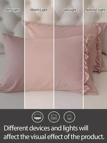 1pc 100% Polyester Lace Solid Color Pillowcase (Pillow Insert Not Included), Suitable For Bedroom Decor, Wedding, Romantic, Bohemian Style - Red Bean Paste - View 5