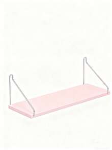 1pc Wall-Mounted Storage Shelf With Free Hooks, No-Drill Installation, Bookshelf & Organizer Rack For Books And Reading Materials, Living Room & Study, Large/Medium/Small Size - Pink - View 5