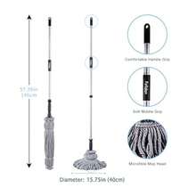 Eyliden Mop con 2 Cabezales Reutilizables fregona giratoria fácil de escurrir con Mango de 57 Pulgadas de Largo fregonas húmedas para Limpieza de Pisos Madera Dura Vinilo Azulejos y más Gris - Gris - Ver 7