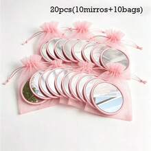 1/10/20pcs Round High Definition Portable Small Mirror With Pink Pouch, Handheld Mirror, Travel Makeup Mirror, Mini Makeup Mirror, Women's Valentine's Day Decorative Handheld Mirror, Carefully Shaped Mirror - A - View 9