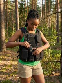 Outdoor Tactical Vest - Multifunctional Protective Tactical Vest, Durable Oxford Fabric Material, Adjustable Shoulder And Waist Straps, Breathable Mesh Back, Quick Release Buckle, Suitable For Bulletproof Plate Design And Multiple Practical Pockets - Black - View 3