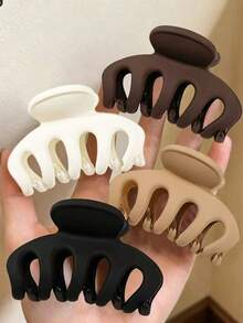 4pcs Women's Medium Black White Brown Lightweight Plastic Headbands, Minimalist Solid Color, Elegant Elegant, Suitable For Beach Vacation - Multicolor - View 1
