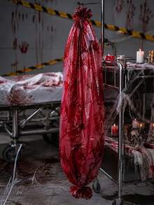 1pc Large Bloody Halloween Decor Bag + 5pcs Random Blood Bags, For Haunted House Party Decoration (Empty Bag, No Fillers) - Halloween Decorations, Scary Body Bags - View 3