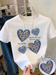 Women's Printed Short-Sleeved Summer T-Shirt, Women's Tops, Polyester Fabric, Multifunctional Style, Regular Fit, 1 Unit. - 白色 - 查看 1
