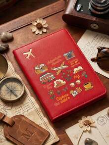 1pc Cute Cartoon Pattern PU Passport Cover, Suitable For Travel Document Storage, Birthday Gift, Holiday Gift Or Anniversary Surprise For Friends, Colleagues And Family, Portable Foldable Design Passport Holder, Ideal Gift For Travelers, Essential For Business Trips And Cruises, Travel Must-Have For Passport Holders, Travel Accessory Passport Sleeve, Yellow, Black, Blue, Pink, Red, White, 6 Colors Available - Multicolor - View 3