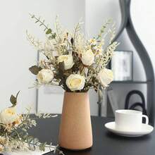 - Juego de ramo de rosas secas naturales de 6 flores, decoracin del hogar de 14 pulgadas, ramo de rosas secas de colores, adecuado para todo tipo de arreglos florales de decoracin de bodas - Color azufaifo - Ver 5