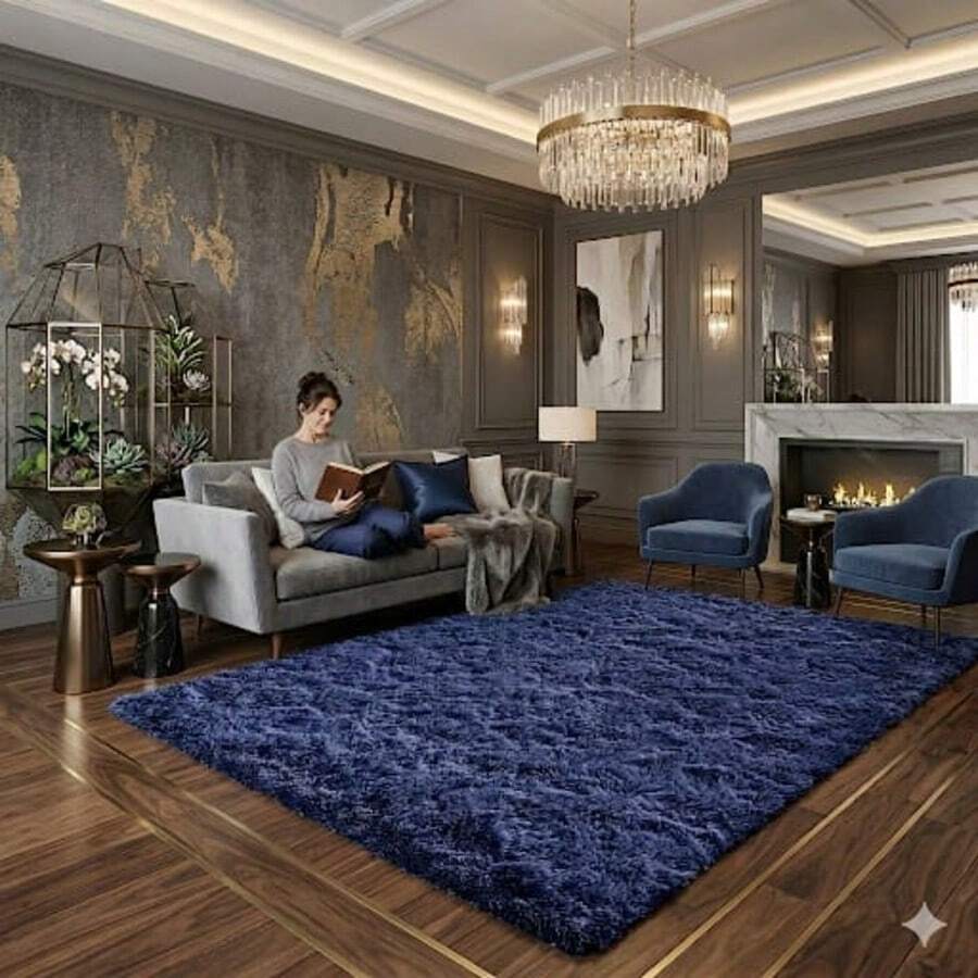 Large Rug 3.00x2.00 Shaggy / Living Room / Bedroom / Non-Slip - Dark Grey - View 1