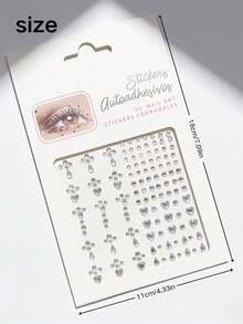 1pc Face Rhinestone Stickers, Glue-Free Multi-Style Transparent Rhinestones With Water Drop / Round / Heart / Horse Eye / Iridescent Designs, High-Gloss Shiny Texture, Suitable For Face, Eyes, Neck, Nails, Perfect For Stage / Party Makeup, Create Eye-Catching Atmosphere Look - Multicolor - View 6